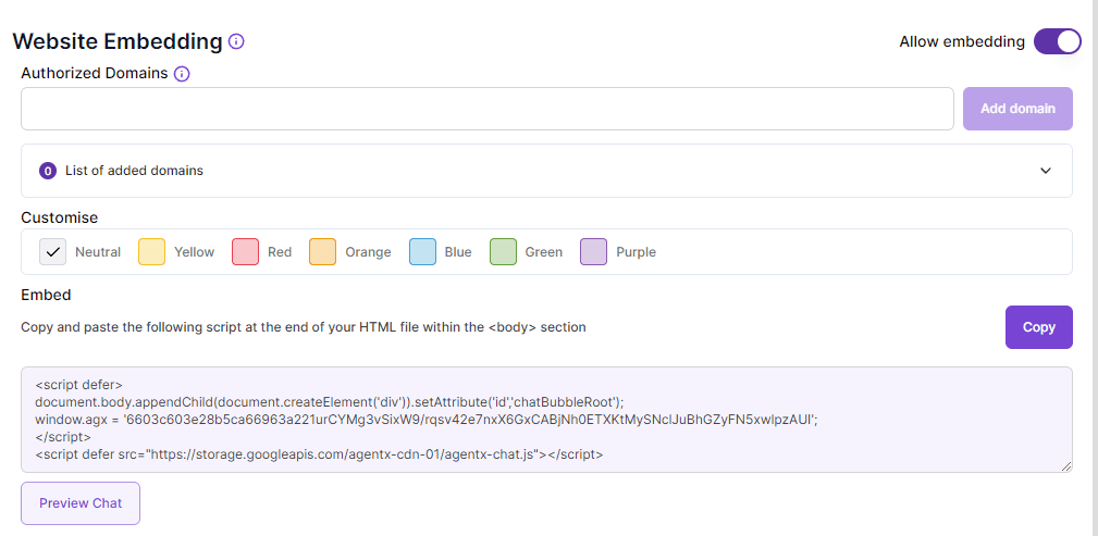 Agent Website Embedding